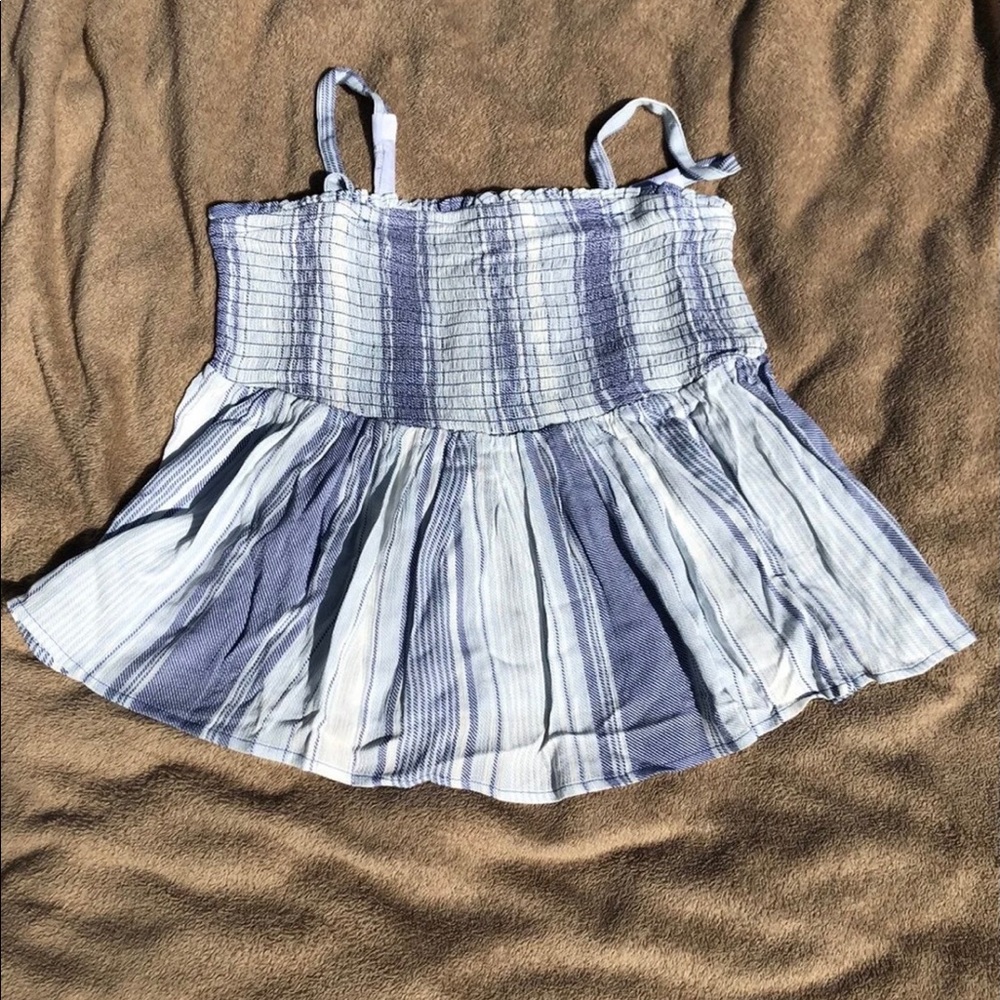 Blue stripe gauze smocked cami, brand new, tags on